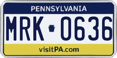 PA license plate MRK0636
