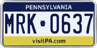 PA license plate MRK0637