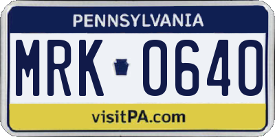 PA license plate MRK0640