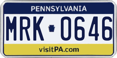 PA license plate MRK0646