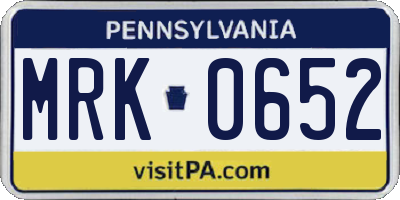 PA license plate MRK0652