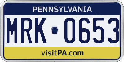 PA license plate MRK0653