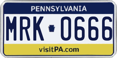 PA license plate MRK0666