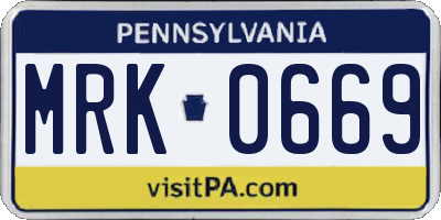PA license plate MRK0669