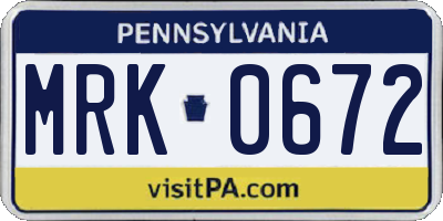 PA license plate MRK0672