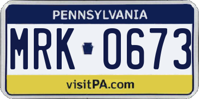 PA license plate MRK0673