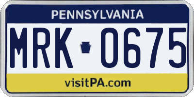 PA license plate MRK0675