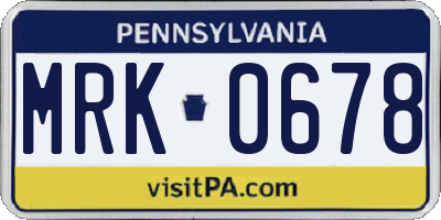 PA license plate MRK0678