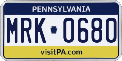PA license plate MRK0680