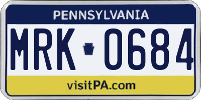 PA license plate MRK0684