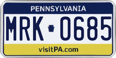 PA license plate MRK0685