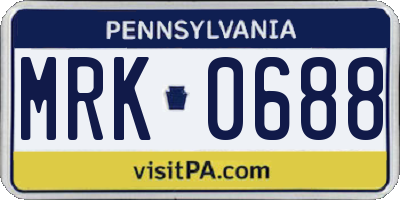 PA license plate MRK0688