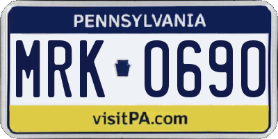 PA license plate MRK0690