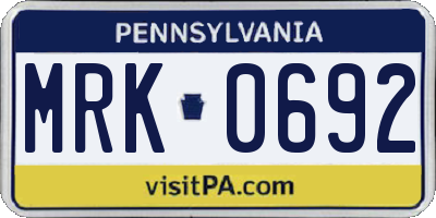 PA license plate MRK0692