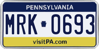 PA license plate MRK0693