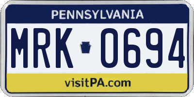 PA license plate MRK0694