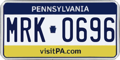PA license plate MRK0696