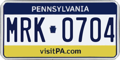 PA license plate MRK0704