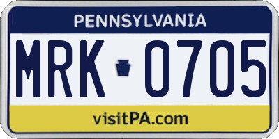 PA license plate MRK0705
