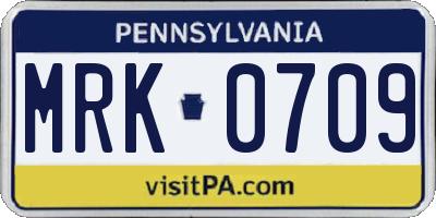 PA license plate MRK0709