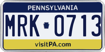 PA license plate MRK0713