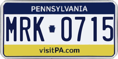 PA license plate MRK0715