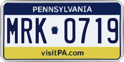 PA license plate MRK0719
