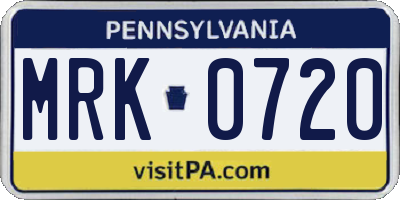 PA license plate MRK0720