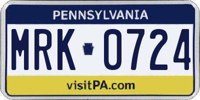 PA license plate MRK0724