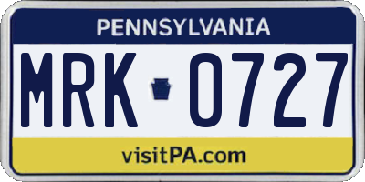 PA license plate MRK0727