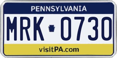PA license plate MRK0730