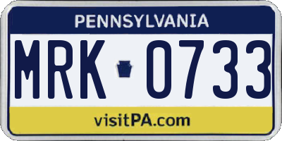 PA license plate MRK0733