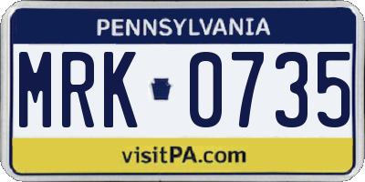 PA license plate MRK0735
