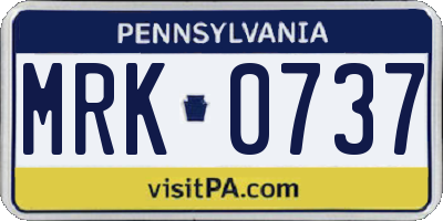 PA license plate MRK0737