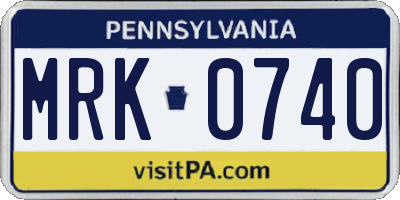 PA license plate MRK0740