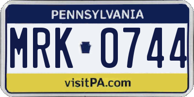 PA license plate MRK0744