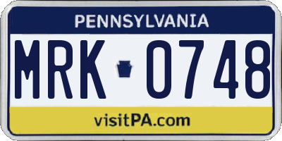 PA license plate MRK0748
