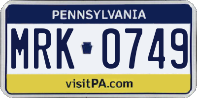 PA license plate MRK0749