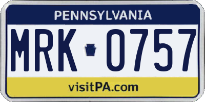 PA license plate MRK0757