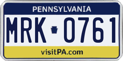 PA license plate MRK0761