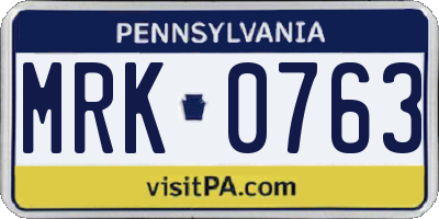 PA license plate MRK0763