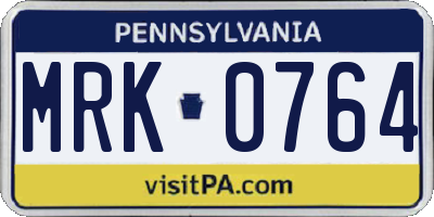 PA license plate MRK0764