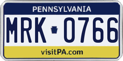 PA license plate MRK0766
