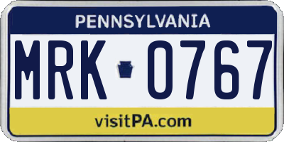 PA license plate MRK0767