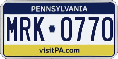 PA license plate MRK0770