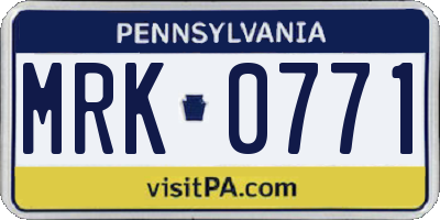 PA license plate MRK0771
