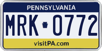 PA license plate MRK0772