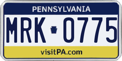PA license plate MRK0775