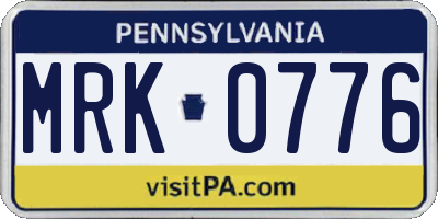 PA license plate MRK0776