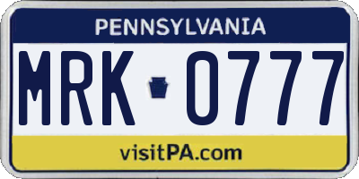 PA license plate MRK0777